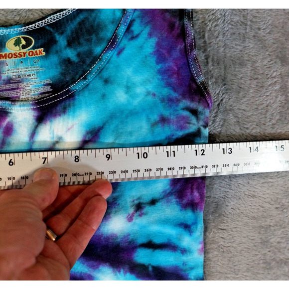 Mossy Oak Tank Top Small Spiral Tie‑Dye Blue Purple Artisan Hand Dyed Cotton - Picture 5 of 8